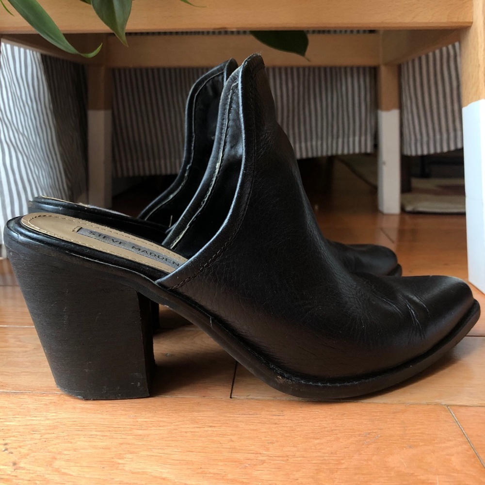 Steve Madden Black Leather Mules Jasleen 8.5